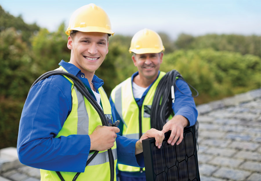 Two solar panel installers
