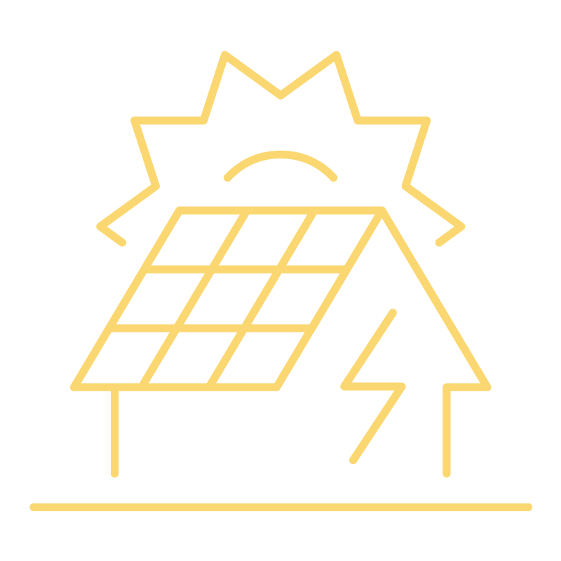 Icon of a house with solar panels on it
