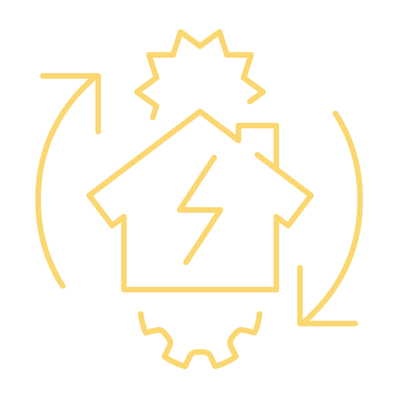 Icon of a house being powered by the sun